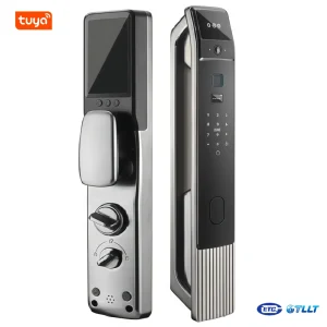 R30D 3D Face Recognition Video Intercom Smart Lock with TUYA WiFi– Radar Activation, HD Camera, 7-in-1 Unlocking, Matte Black/Grey
